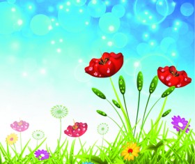 Brilliant spring natural vector background material 04