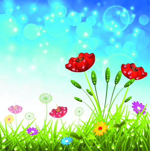 Brilliant spring natural vector background material 04