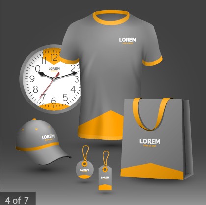 Business T-shirt hat and tag with clock vector