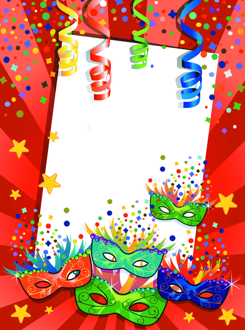 Carnival night background with mask vector 01