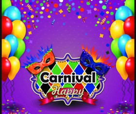 Carnival night background with mask vector 02
