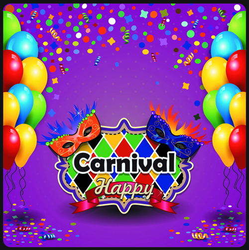 Carnival night background with mask vector 02