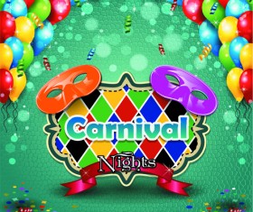 Carnival night background with mask vector 03