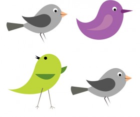 Cartoon birds icons vector and photoshop brushes