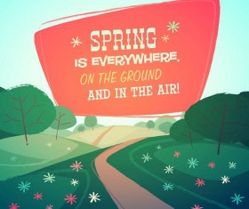 Cartoon spring natural scenery vector background 01