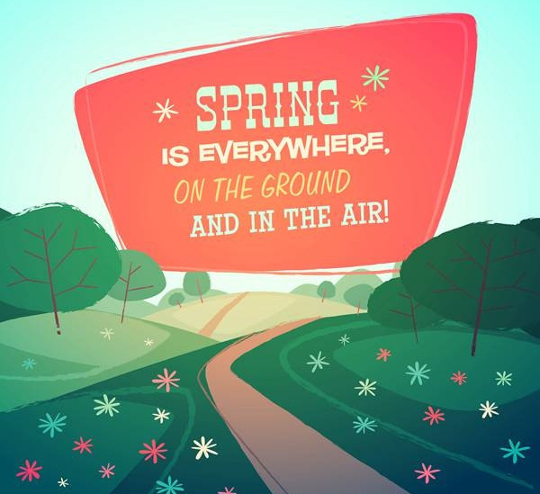 Cartoon spring natural scenery vector background 01