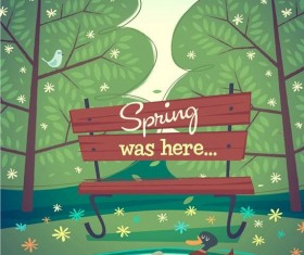 Cartoon spring natural scenery vector background 02