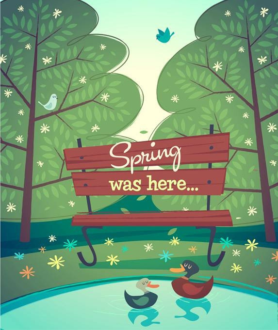 Cartoon spring natural scenery vector background 02