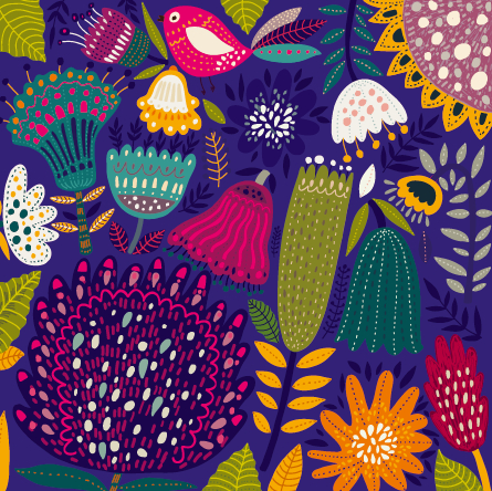 Cartoon spring tropical pattern background 01