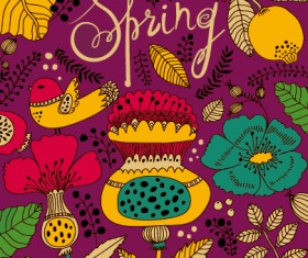 Cartoon spring tropical pattern background 03