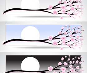 Cherry and sun design vector banners