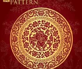 Chinese style floral pattern vector graphic 04