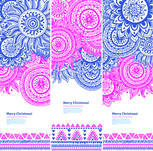 Christmas ethnic pattern banner vector 02