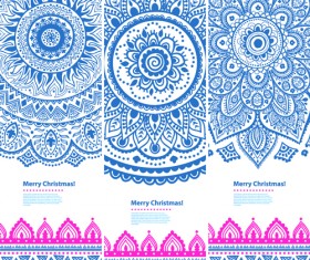 Christmas ethnic pattern banner vector 04