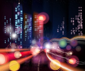 City night colored halation background vector graphics 03
