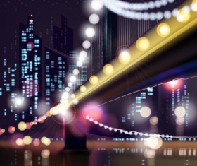 City night colored halation background vector graphics 04