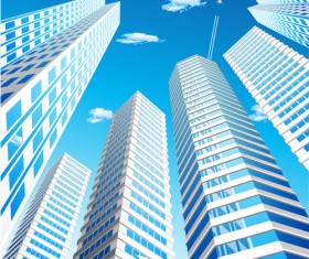 City skyscrapers design vector background set 02