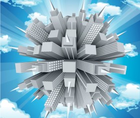 City skyscrapers design vector background set 03