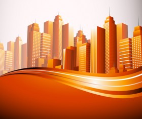 City skyscrapers design vector background set 04