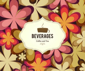 Coffee and tea floral menu cover vector