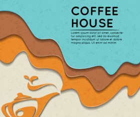 Wave coffee house background vector material 01