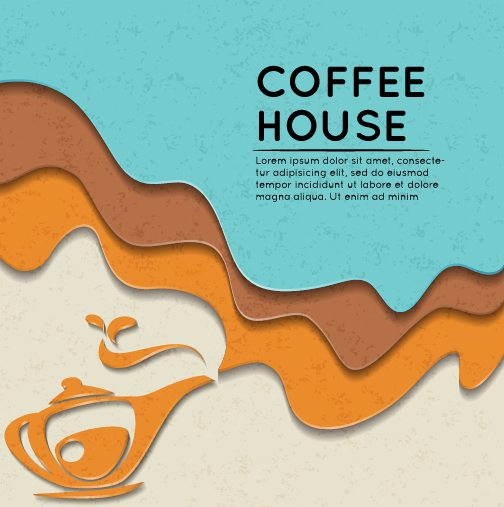 Wave coffee house background vector material 01