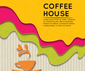 Wave coffee house background vector material 02