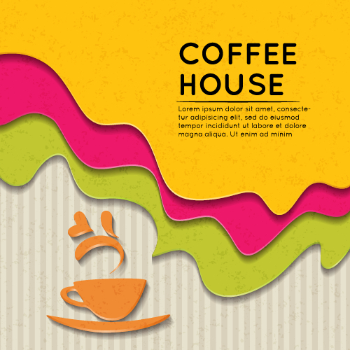 Wave coffee house background vector material 02