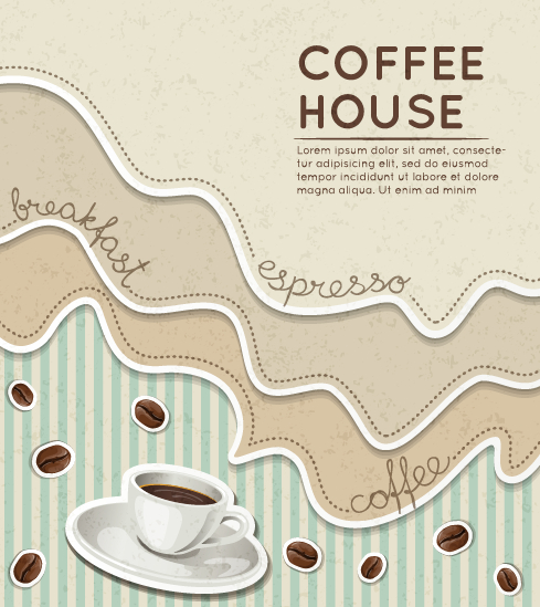 Wave coffee house background vector material 03