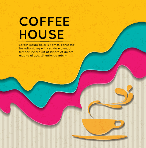 Wave coffee house background vector material 04