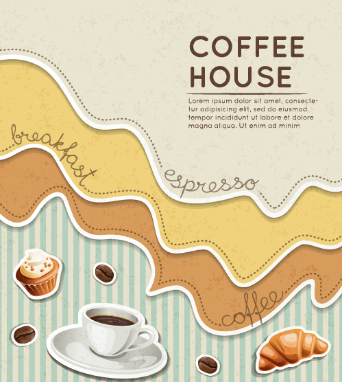 Wave coffee house background vector material 05