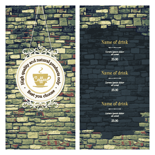 Coffee menu cover and list vector