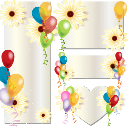 Colored balloon with flower card vector