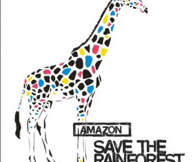 Colored giraffe vector graphics