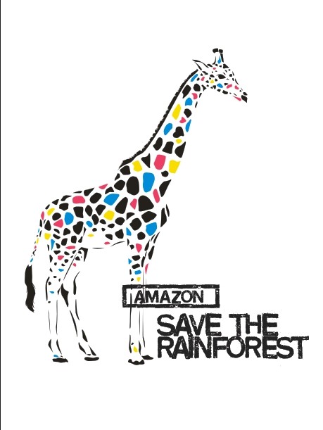 Colored giraffe vector graphics