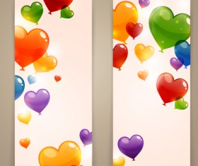 Colored heart shaped balloon banner vector