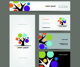 Colored tree business card vector