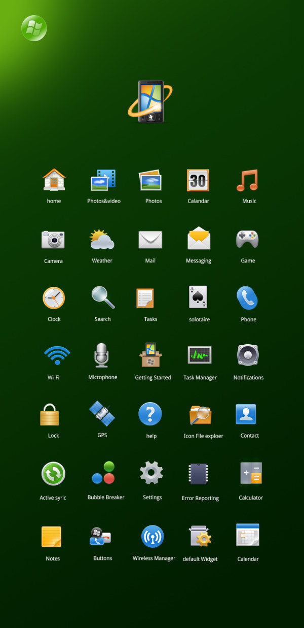 Common phone applications icons set