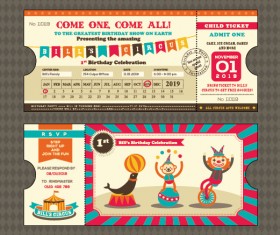 Creative Happy Birthday ticket design vector 02