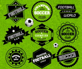 Creative football labels design vector graphics 01