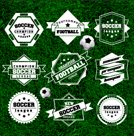 Creative football labels design vector graphics 04
