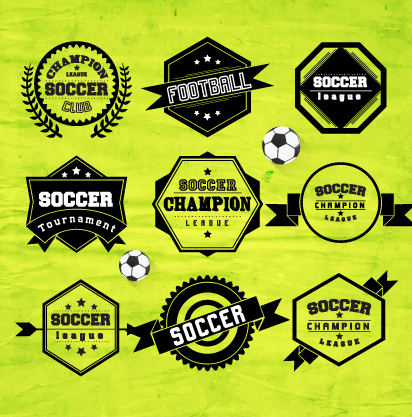 Creative football labels design vector graphics 05