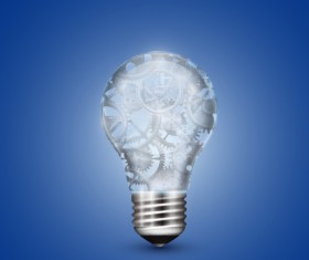 Creative light bulb and blue background vector graphics 01