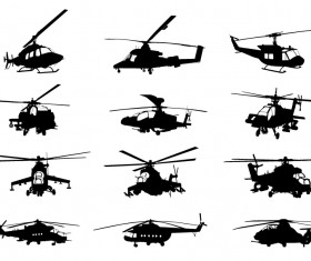 Creative military helicopter silhouette vector material