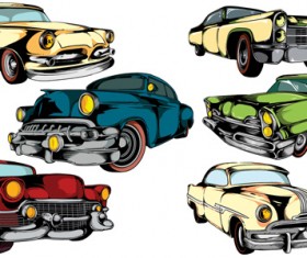 Creative retor cars vector material 02