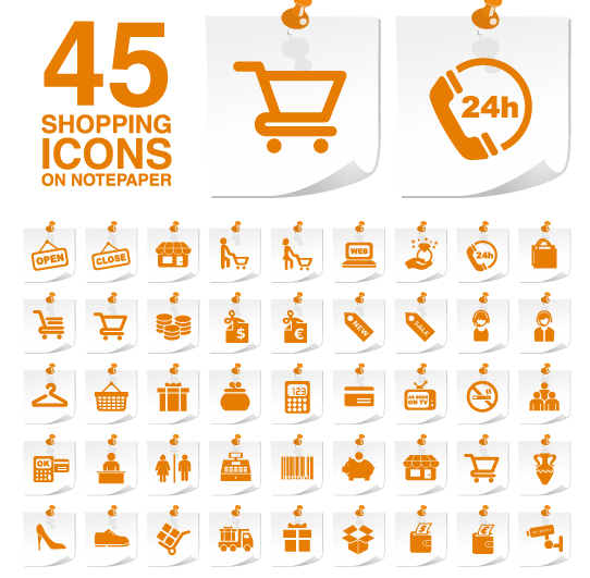 Creative shopping icons stickers vector 01