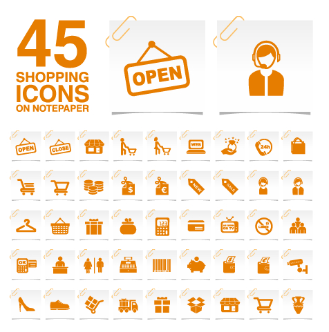 Creative shopping icons stickers vector 02