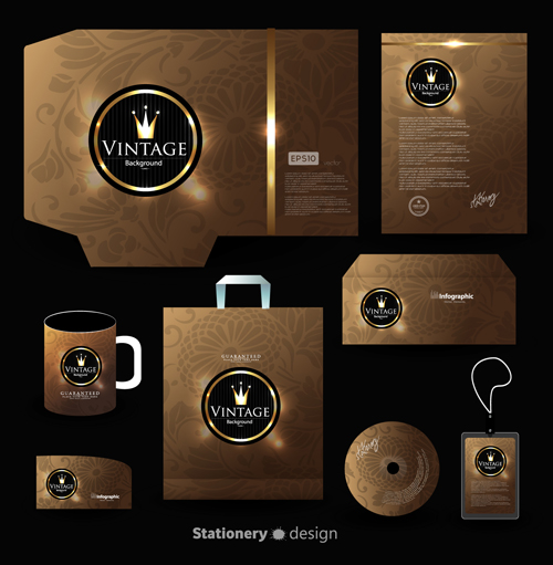 Creative stationery cover kit vector set 04