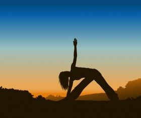 Creative yoga and sunset vector 01