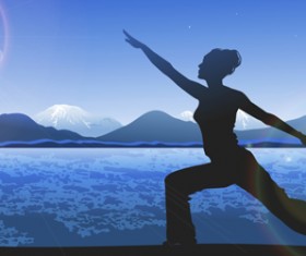 Creative yoga and sunset vector 02